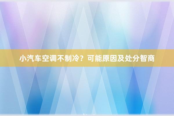 小汽车空调不制冷？可能原因及处分智商